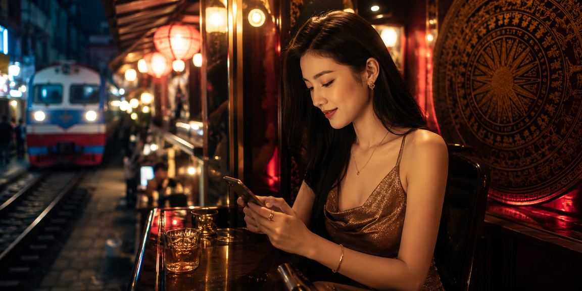 Người chơi Hà Nội thử nghiệm slot game trên điện thoại tại quán cà phê