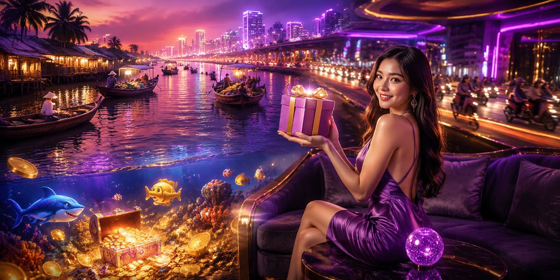 Ánh đèn neon sôi động vùng sông Mekong gợi lên không khí game trực tuyến hấp dẫn